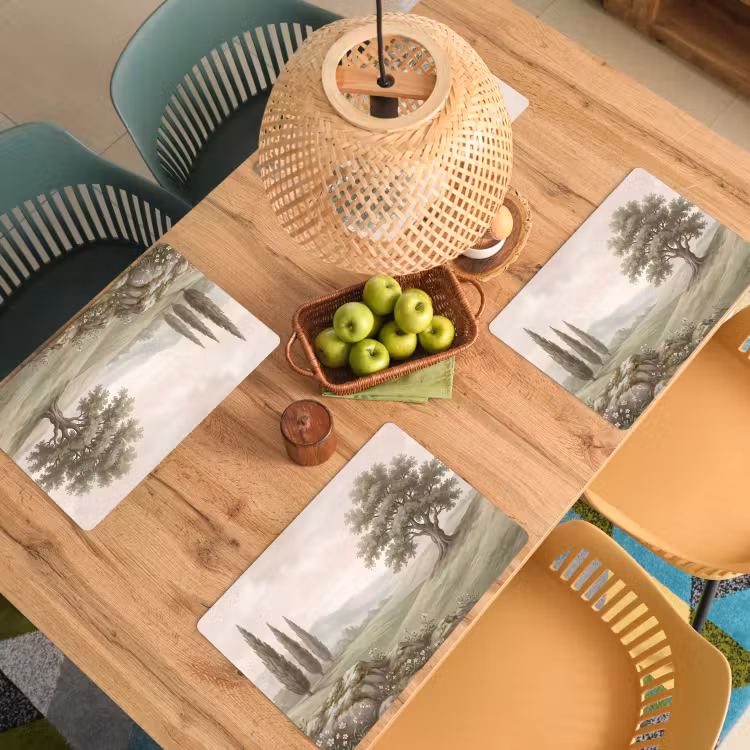 Tovaglietta – 6 pezzi - Collina - Alberi - Natura - Verde — 3