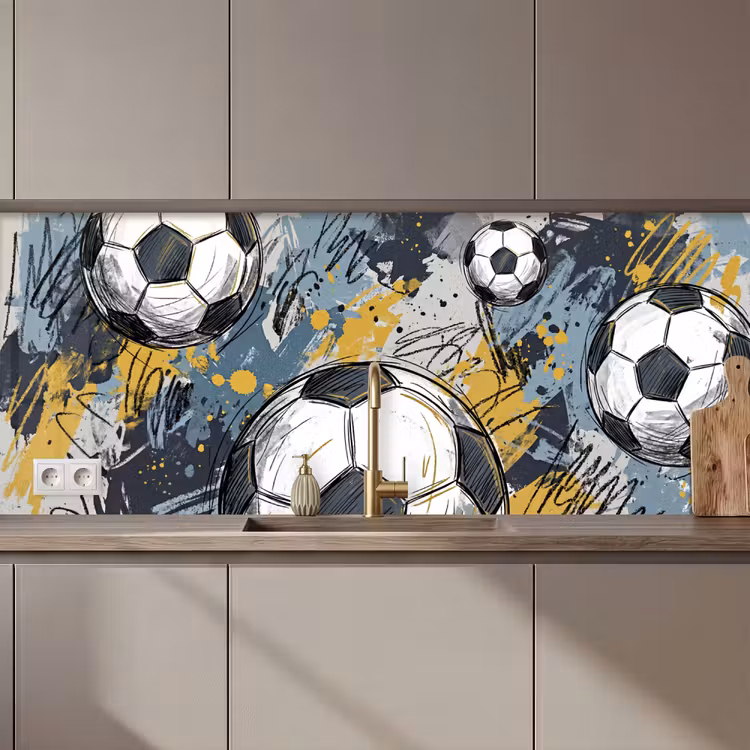 Schienale cucina - Calcio - Astratto - Sport - Colorato — 1