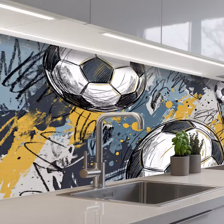Schienale cucina - Calcio - Astratto - Sport - Colorato — 2