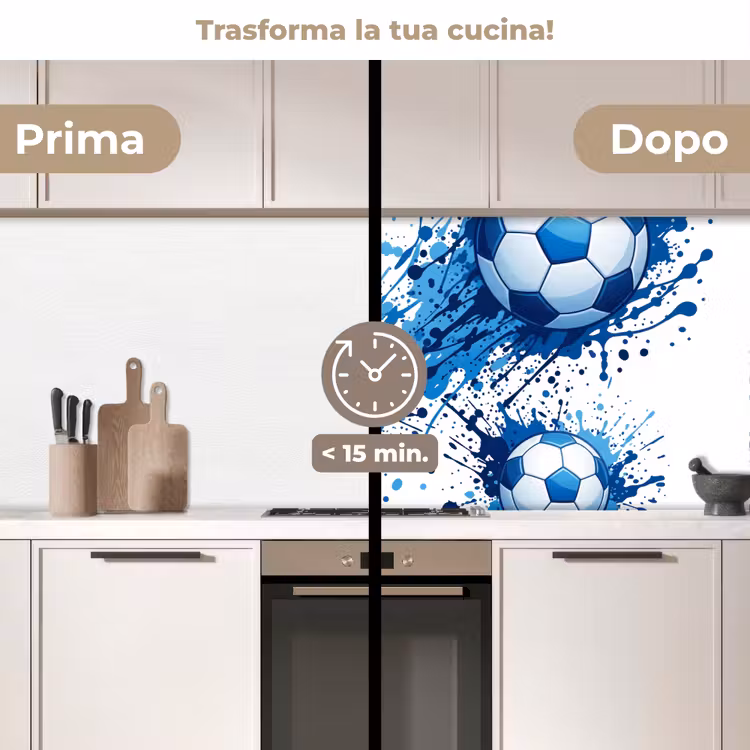 Schienale cucina - Palloni da calcio - Vernice - Sport - Blu — 3