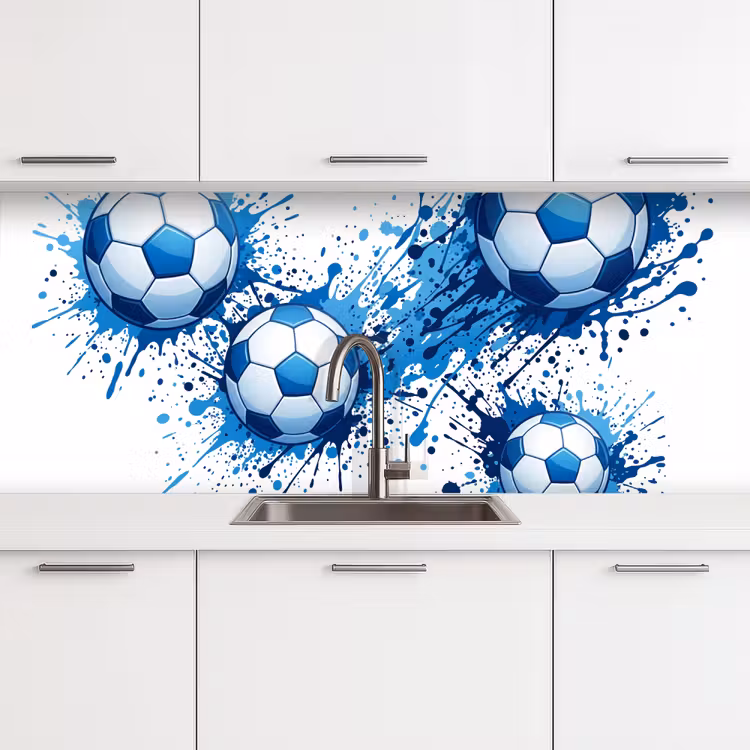 Schienale cucina - Palloni da calcio - Vernice - Sport - Blu — 4