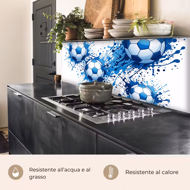 Schienale cucina - Palloni da calcio - Vernice - Sport - Blu — 5