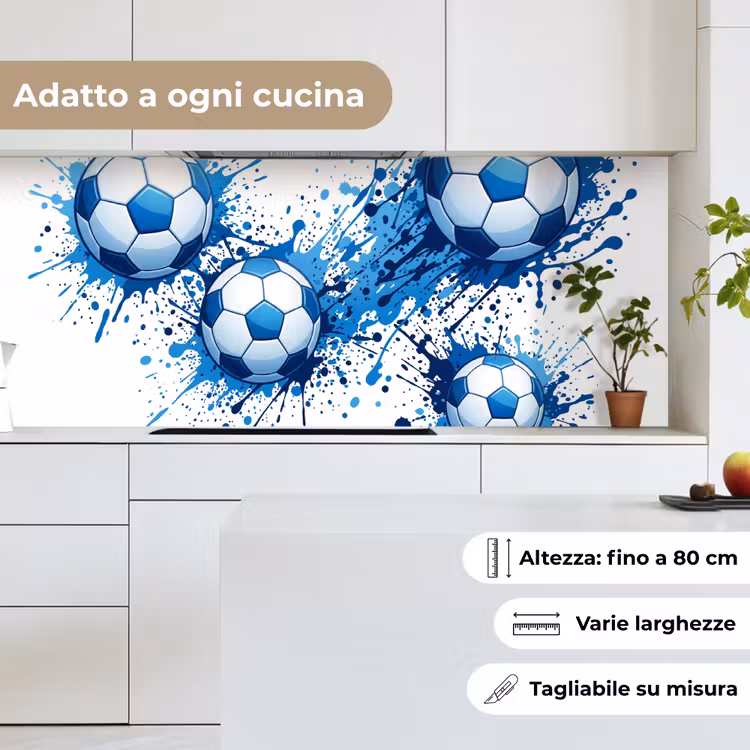 Schienale cucina - Palloni da calcio - Vernice - Sport - Blu — 7