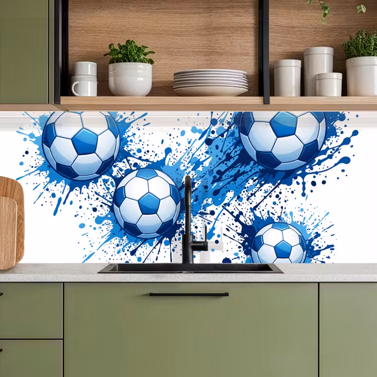 Schienale cucina - Palloni da calcio - Vernice - Sport - Blu — 8