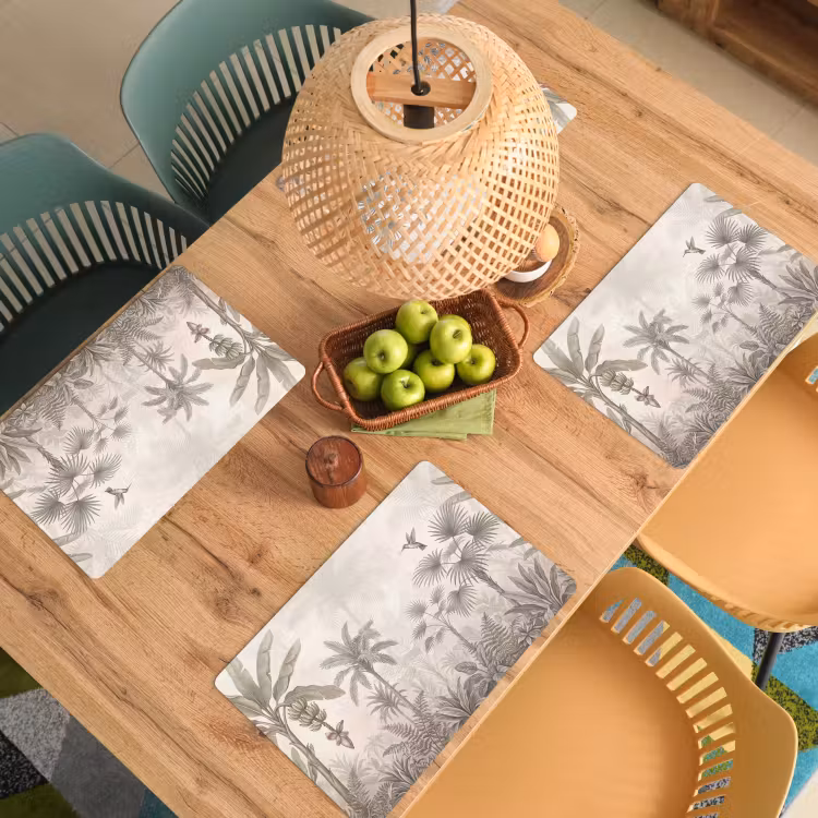 Tovaglietta – 6 pezzi - Jungle - Albero della pista - Colibrì - Beige — 3
