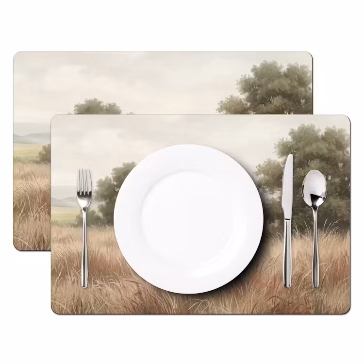 Tovaglietta – 6 pezzi - Paesaggio - Minimalista - Beige — 2