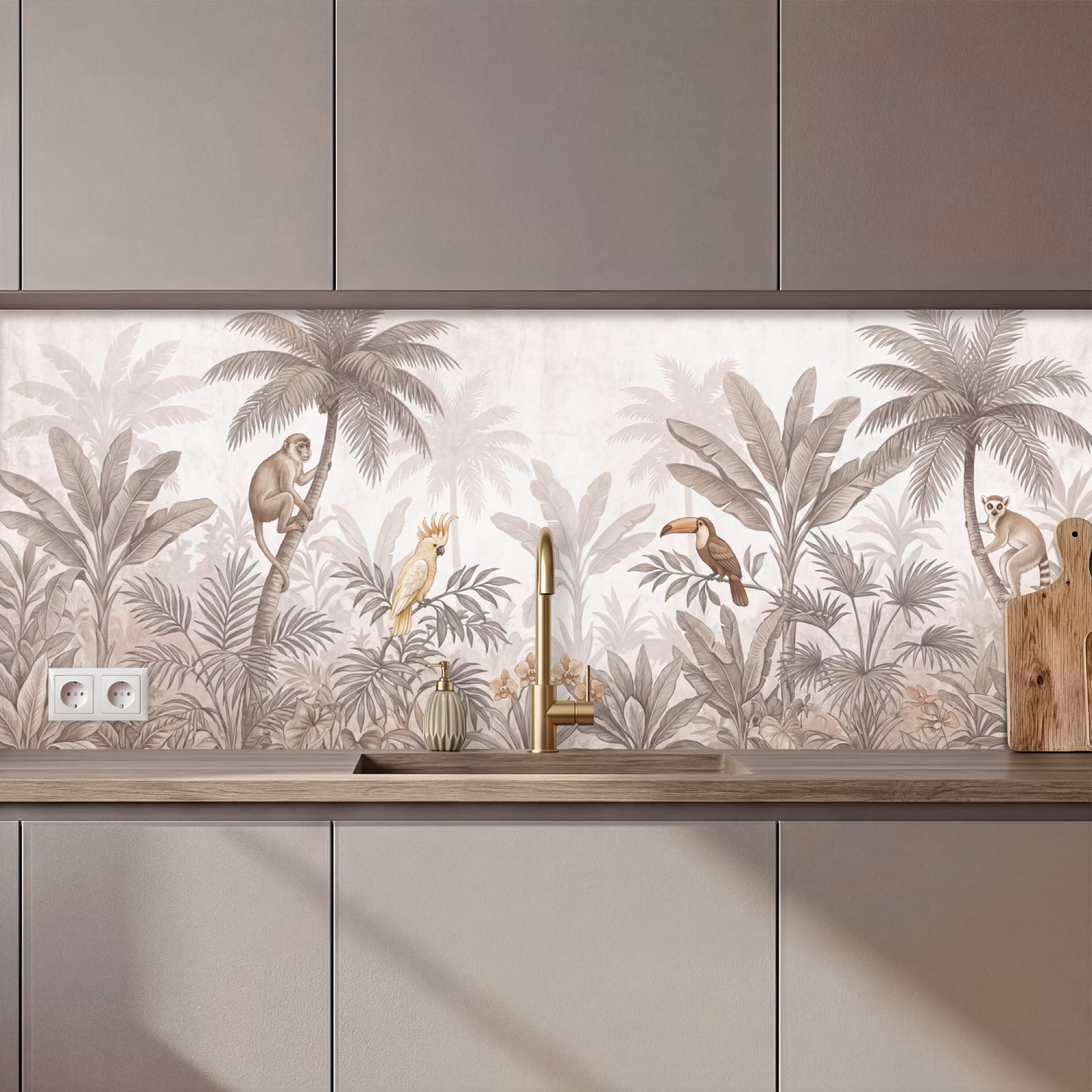 Schienale cucina - Giungla - Animali - Palme — 1