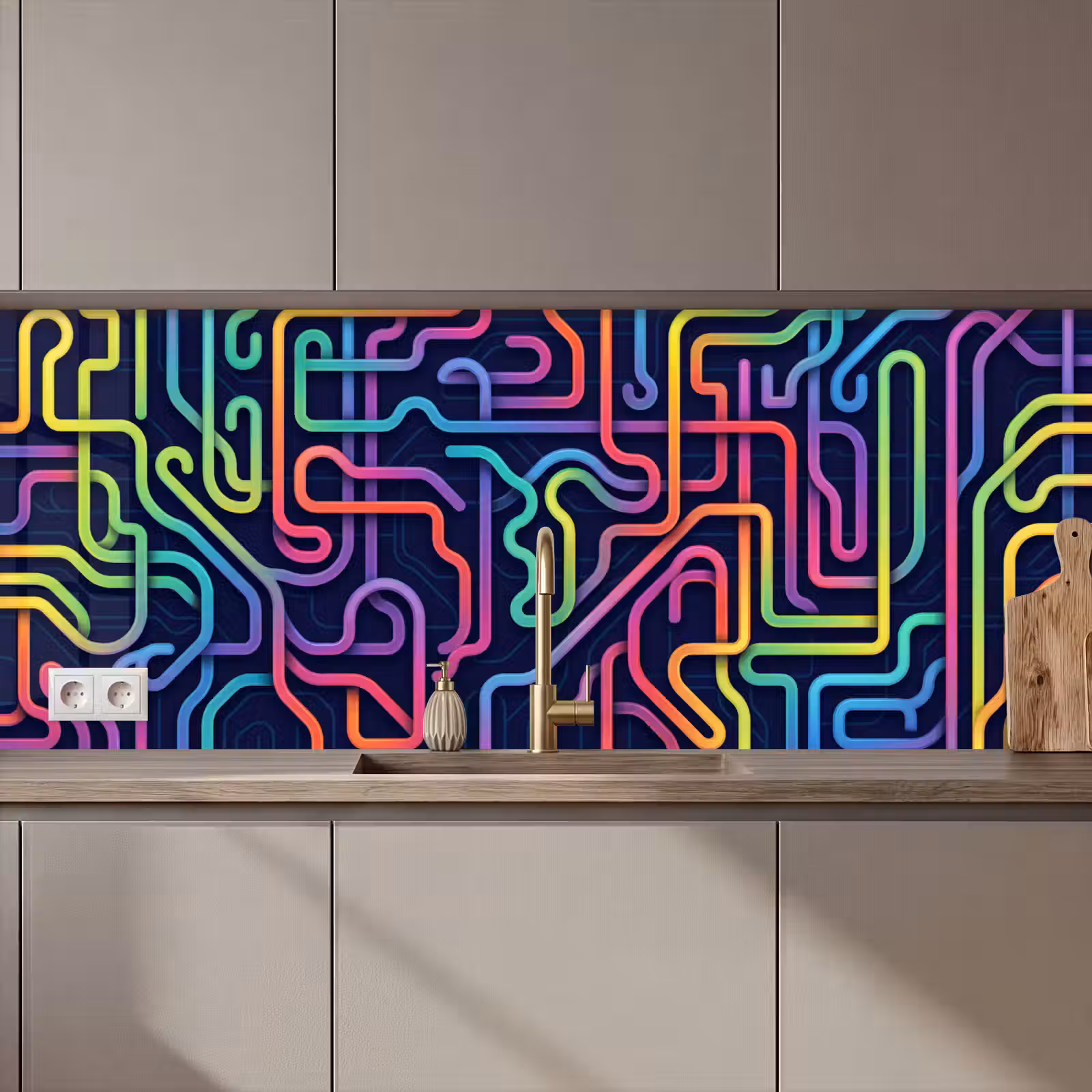 Schienale cucina - Retrò - Astratto - Neon — 1