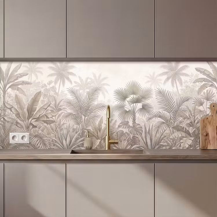 Schienale cucina - Giungla - Tropicale - Natura - Vintage - Beige — 1