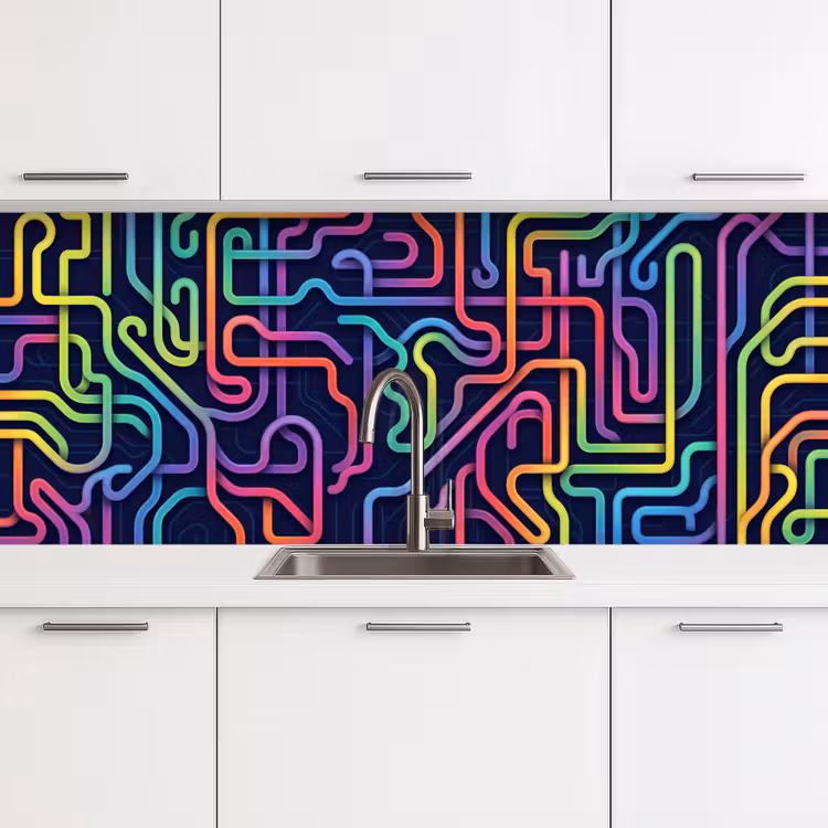 Schienale cucina - Retrò - Astratto - Neon — 4