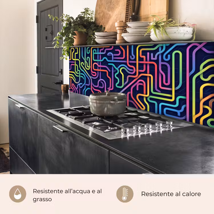 Schienale cucina - Retrò - Astratto - Neon — 5