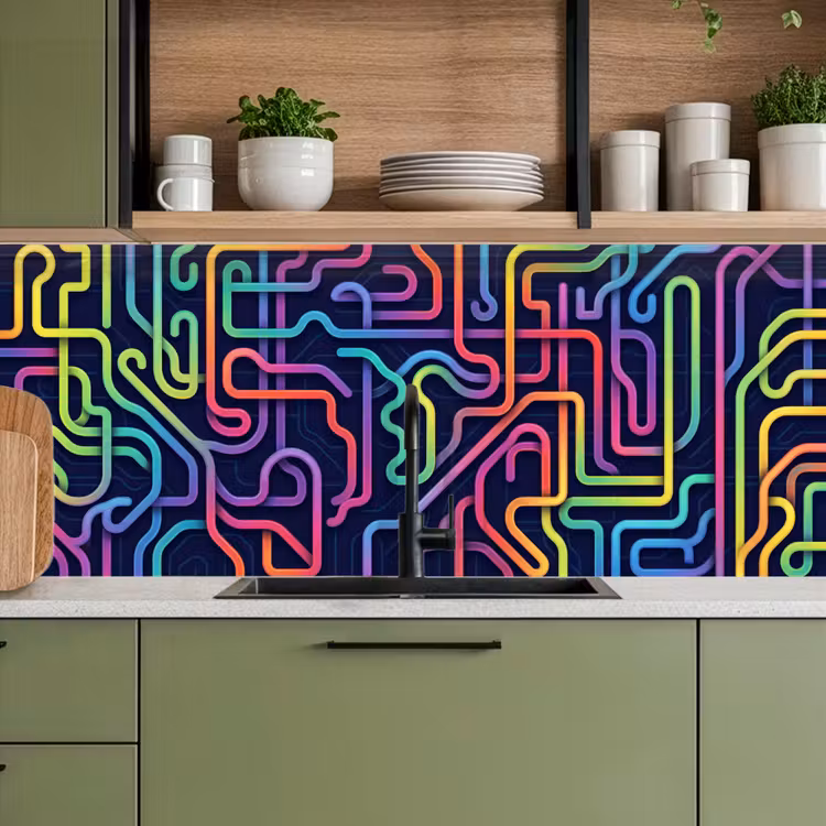 Schienale cucina - Retrò - Astratto - Neon — 8