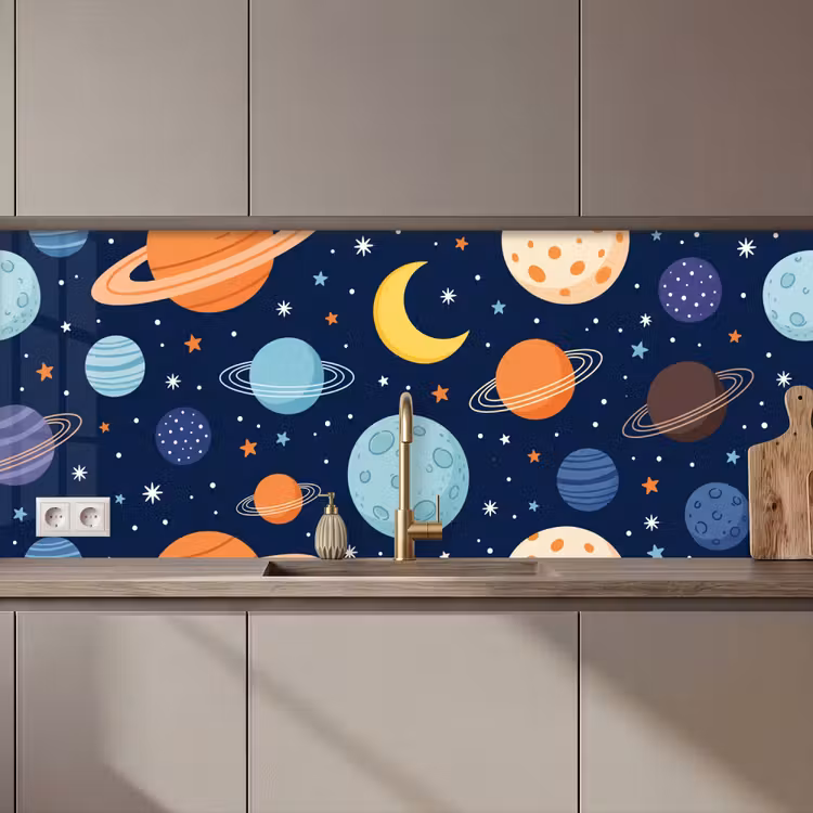 Schienale cucina - Spazio - Pianeti - Colorati — 1