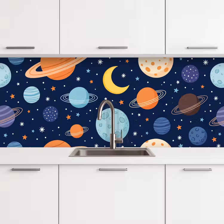 Schienale cucina - Spazio - Pianeti - Colorati — 4
