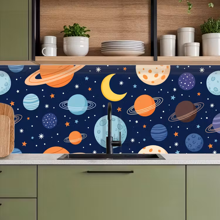 Schienale cucina - Spazio - Pianeti - Colorati — 8