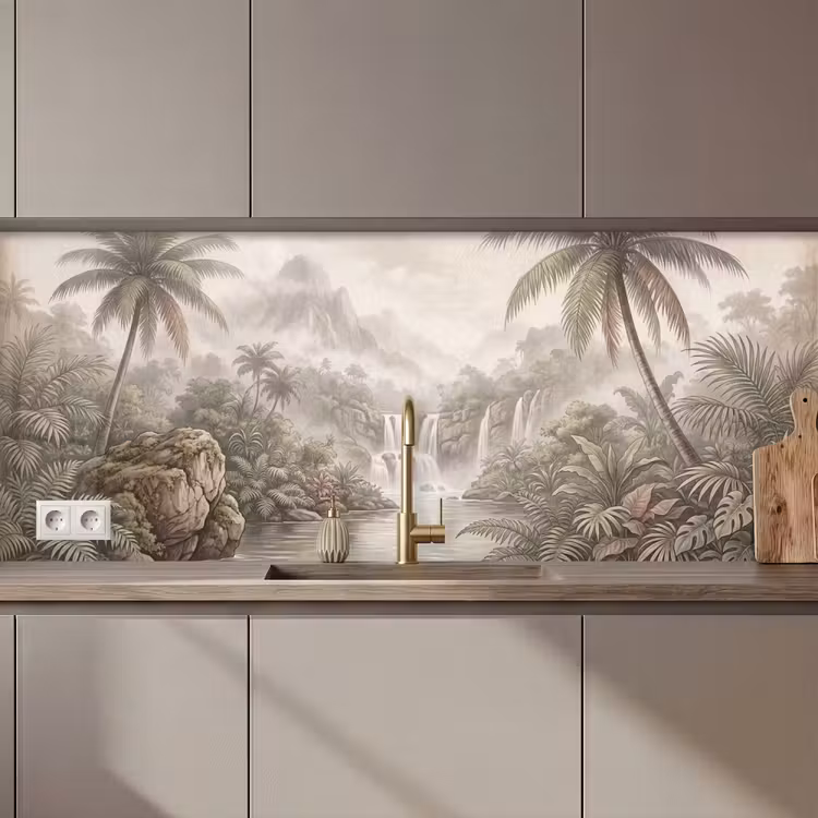 Schienale cucina - Giungla - Cascate - Tropicale - Illustrazione — 1
