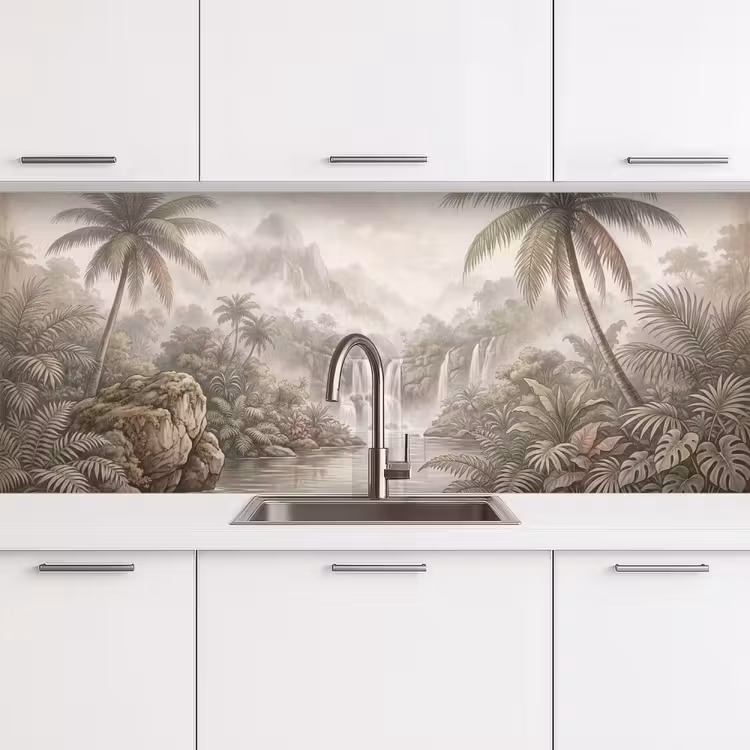 Schienale cucina - Giungla - Cascate - Tropicale - Illustrazione — 4
