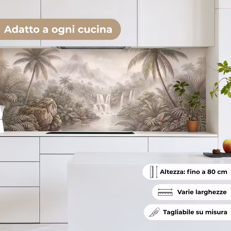 Schienale cucina - Giungla - Cascate - Tropicale - Illustrazione — 7