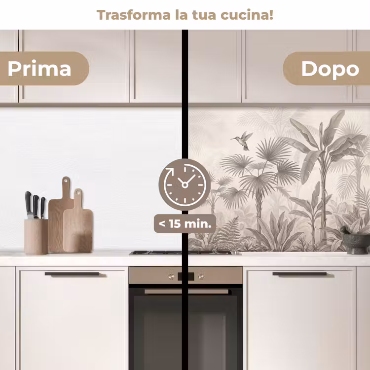 Schienale cucina - Jungle - Albero della pista - Colibrì - Beige — 3