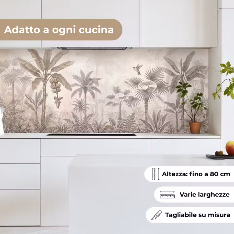 Schienale cucina - Jungle - Albero della pista - Colibrì - Beige — 7
