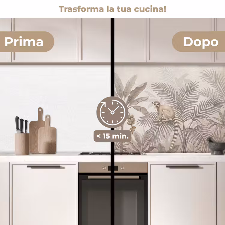 Schienale cucina - Natura - Giungla - Lemure dalla coda ad anelli - Marrone — 3