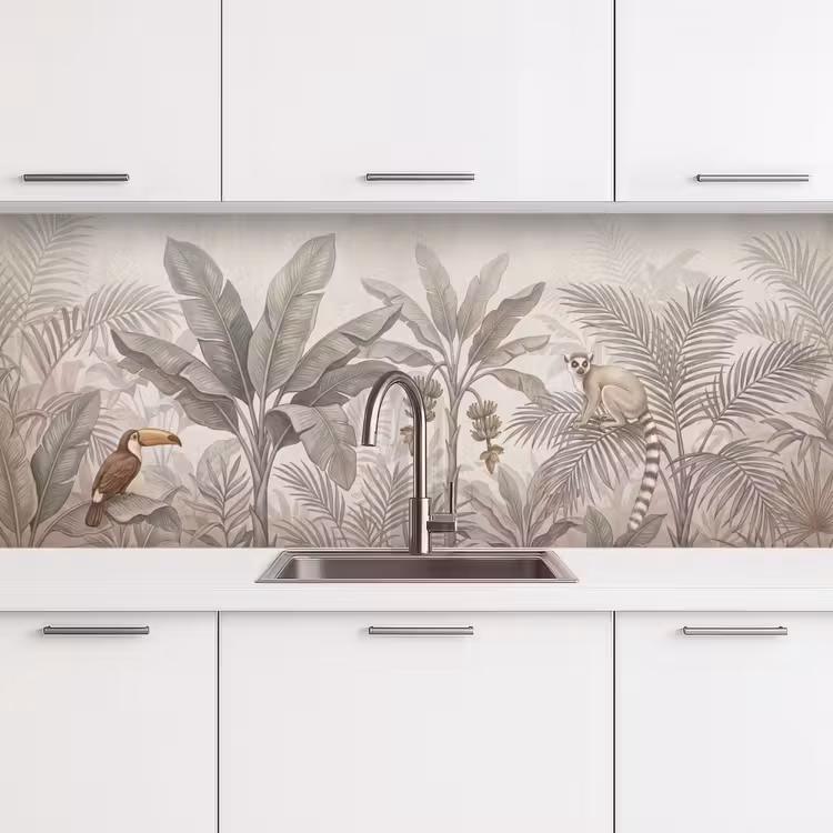 Schienale cucina - Natura - Giungla - Lemure dalla coda ad anelli - Marrone — 4