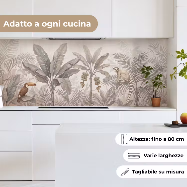 Schienale cucina - Natura - Giungla - Lemure dalla coda ad anelli - Marrone — 7