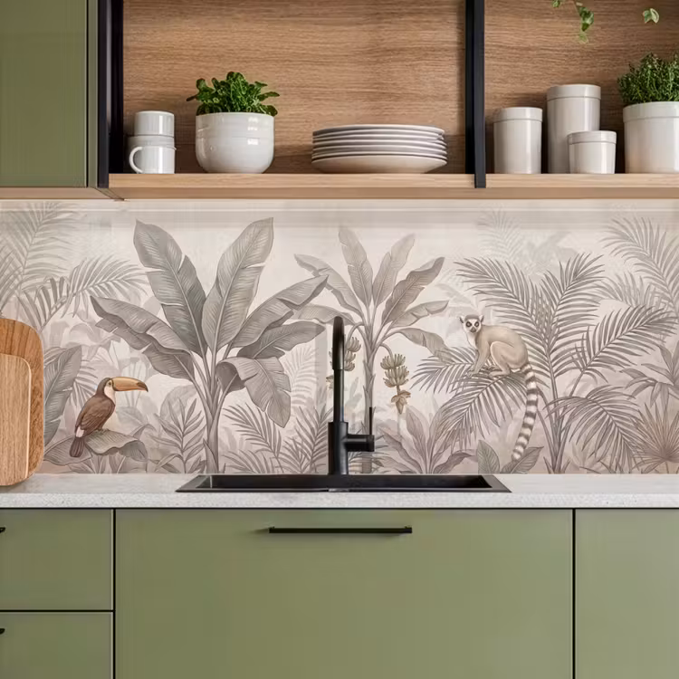 Schienale cucina - Natura - Giungla - Lemure dalla coda ad anelli - Marrone — 8