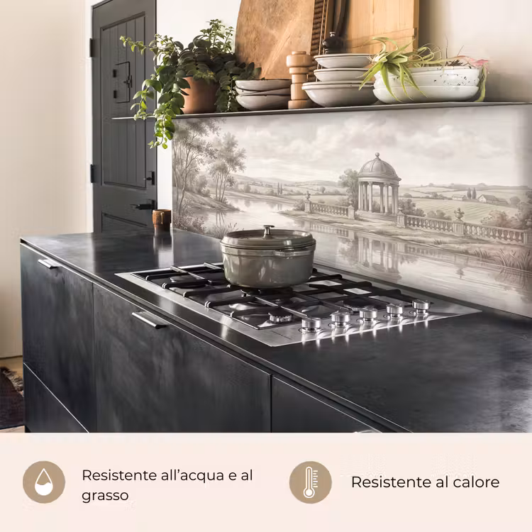 Schienale cucina - Paesaggio - Acqua - Natura - Seppia — 5