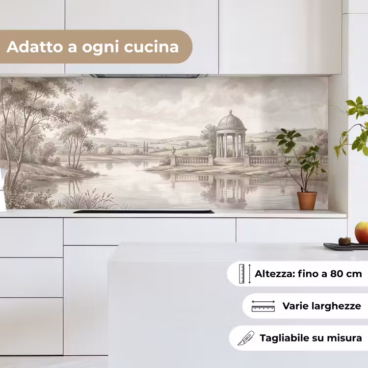 Schienale cucina - Paesaggio - Acqua - Natura - Seppia — 7