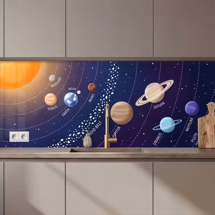 Schienale cucina - Sistema planetario - Spazio - Illustrazione — 1