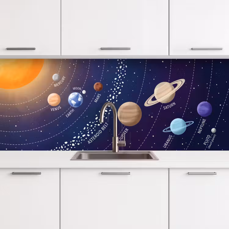 Schienale cucina - Sistema planetario - Spazio - Illustrazione — 4