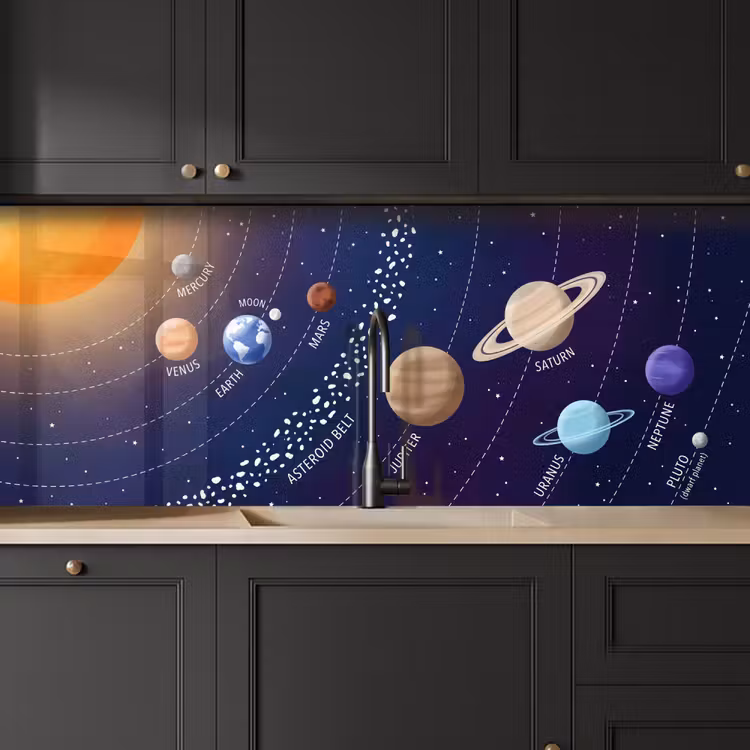 Schienale cucina - Sistema planetario - Spazio - Illustrazione — 6
