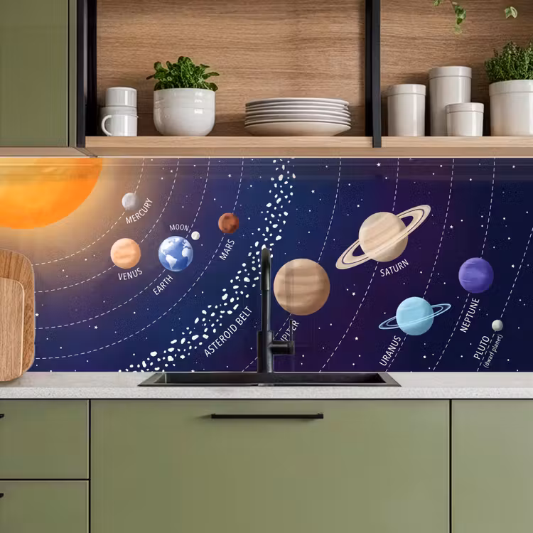 Schienale cucina - Sistema planetario - Spazio - Illustrazione — 8
