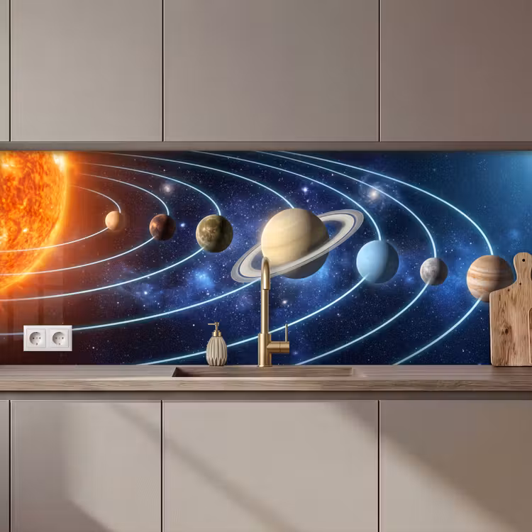 Schienale cucina - Spazio - Sistema solare - Blu — 1