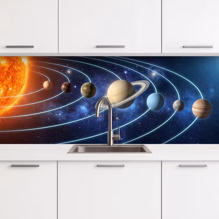 Schienale cucina - Spazio - Sistema solare - Blu — 4