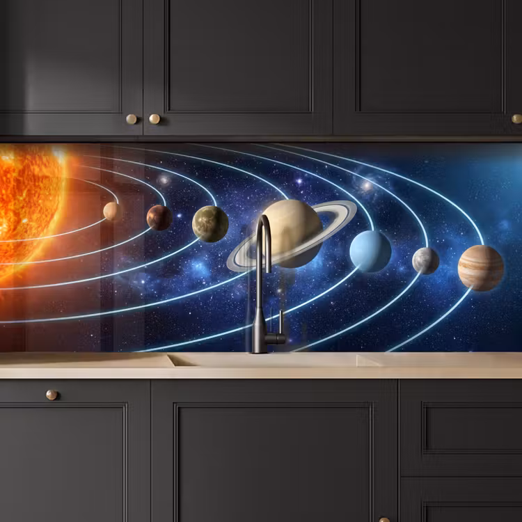 Schienale cucina - Spazio - Sistema solare - Blu — 6
