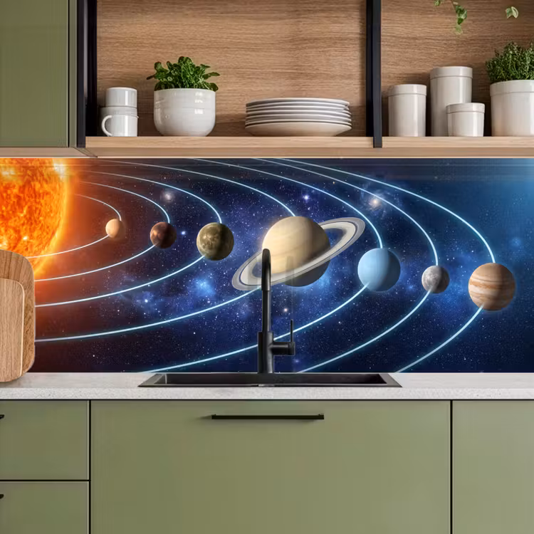 Schienale cucina - Spazio - Sistema solare - Blu — 8