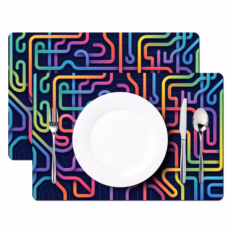Tovaglietta – 6 pezzi - Retrò - Astratto - Neon — 2