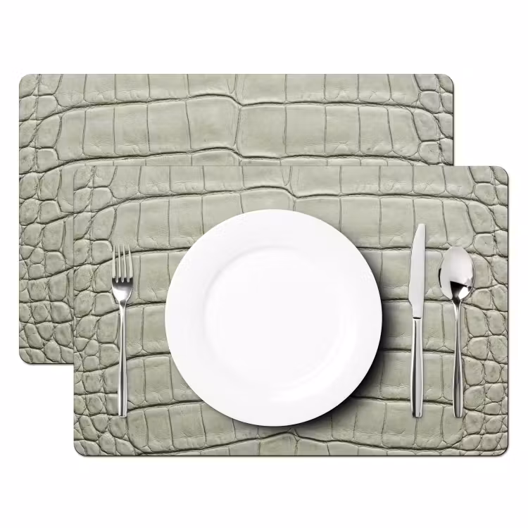 Tovaglietta – 6 pezzi - Pelle di coccodrillo - Squame - Verde — 2