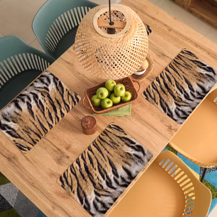 Tovaglietta – 6 pezzi - Pelliccia di tigre - Classica - Nero — 3