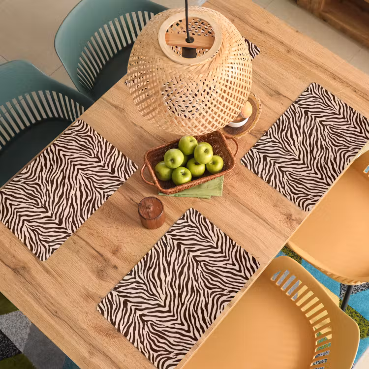 Tovaglietta – 6 pezzi - Zebra - Strisce - Marrone — 3
