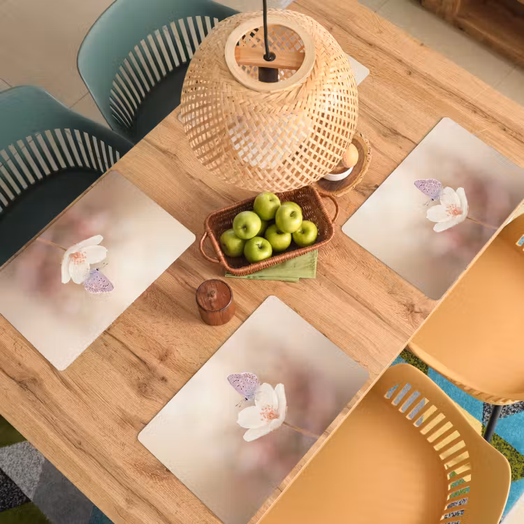 Tovaglietta – 6 pezzi - Farfalla - Fiore - Blu — 3