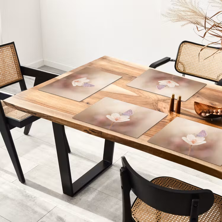Tovaglietta – 6 pezzi - Farfalla - Fiore - Blu — 4
