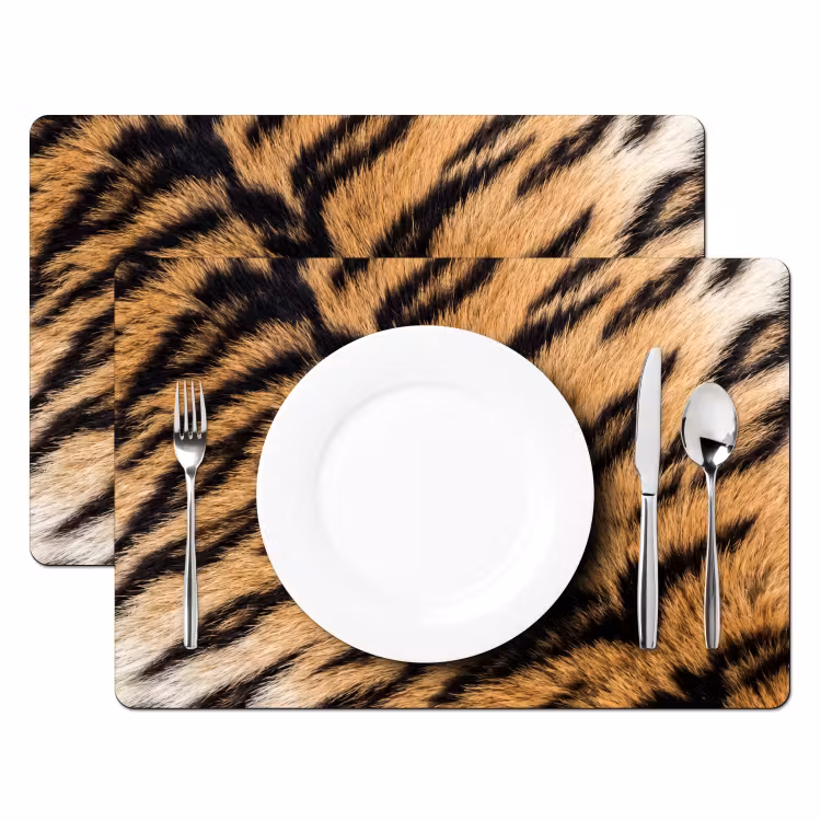 Tovaglietta – 6 pezzi - Realistico - Pelliccia di tigre - Nero — 2