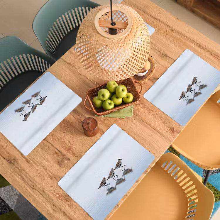 Tovaglietta – 6 pezzi - Uccelli - Acqua - Grigio — 3