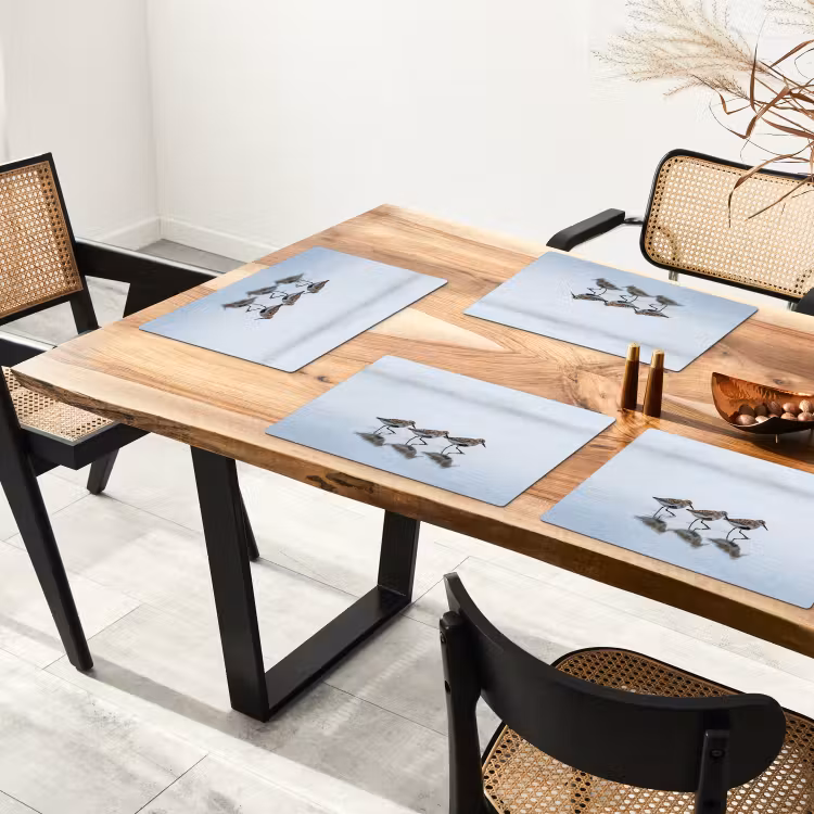 Tovaglietta – 6 pezzi - Uccelli - Acqua - Grigio — 4