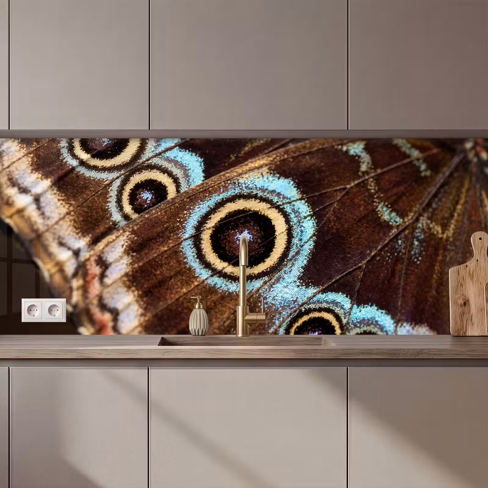 Schienale cucina - Ali - Farfalla - Blu — 1