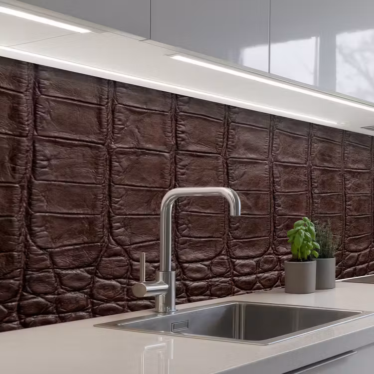 Schienale cucina - Coccodrillo - Pelle - Marrone — 2