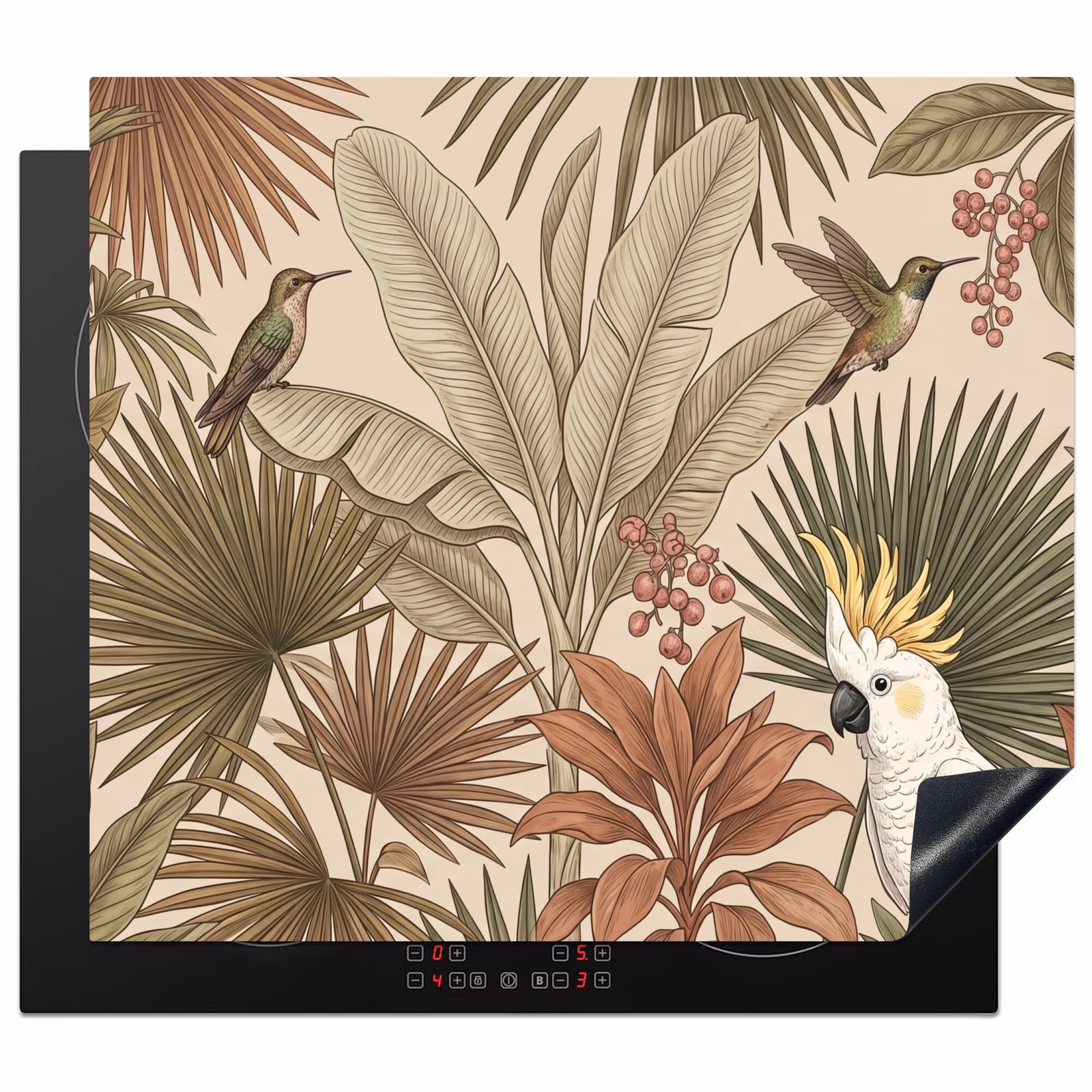 Protezione piano induzione - Tropicale - Uccelli - Beige — 1